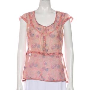 Marc Jacobs pink print silk blouse size 8